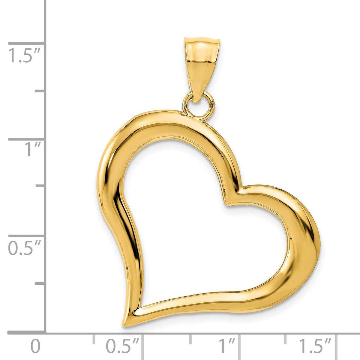 14K Polished Dangling Heart Pendant-D2891