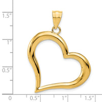 14K Polished Dangling Heart Pendant-D2891