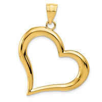 14K Polished Dangling Heart Pendant-D2891