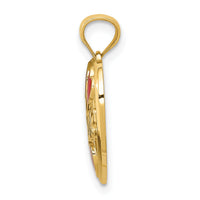 14k Red Enameled LOVE Hearts Pendant-D2898