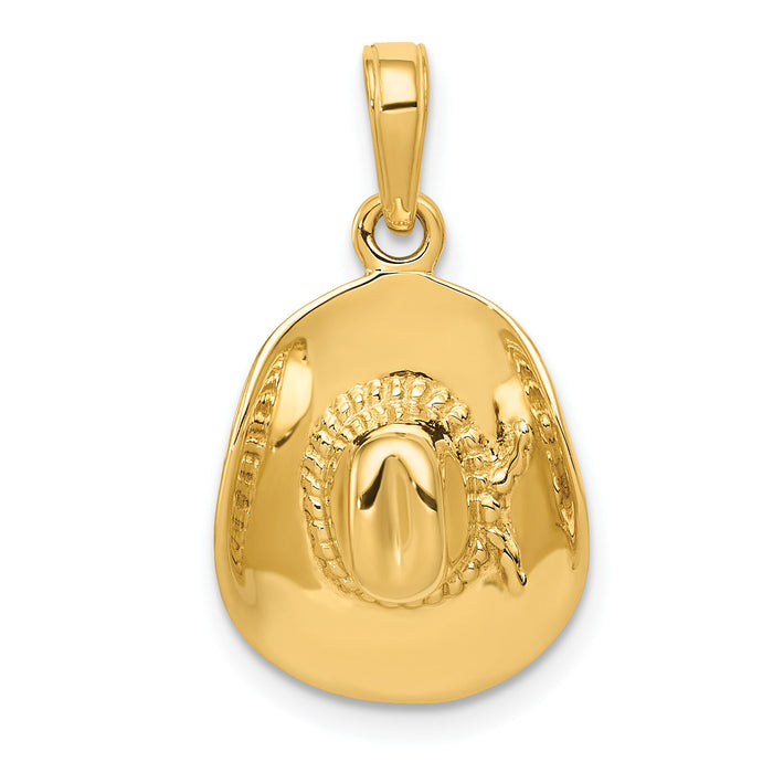 14k 3-D Cowboy Hat Pendant-D2927