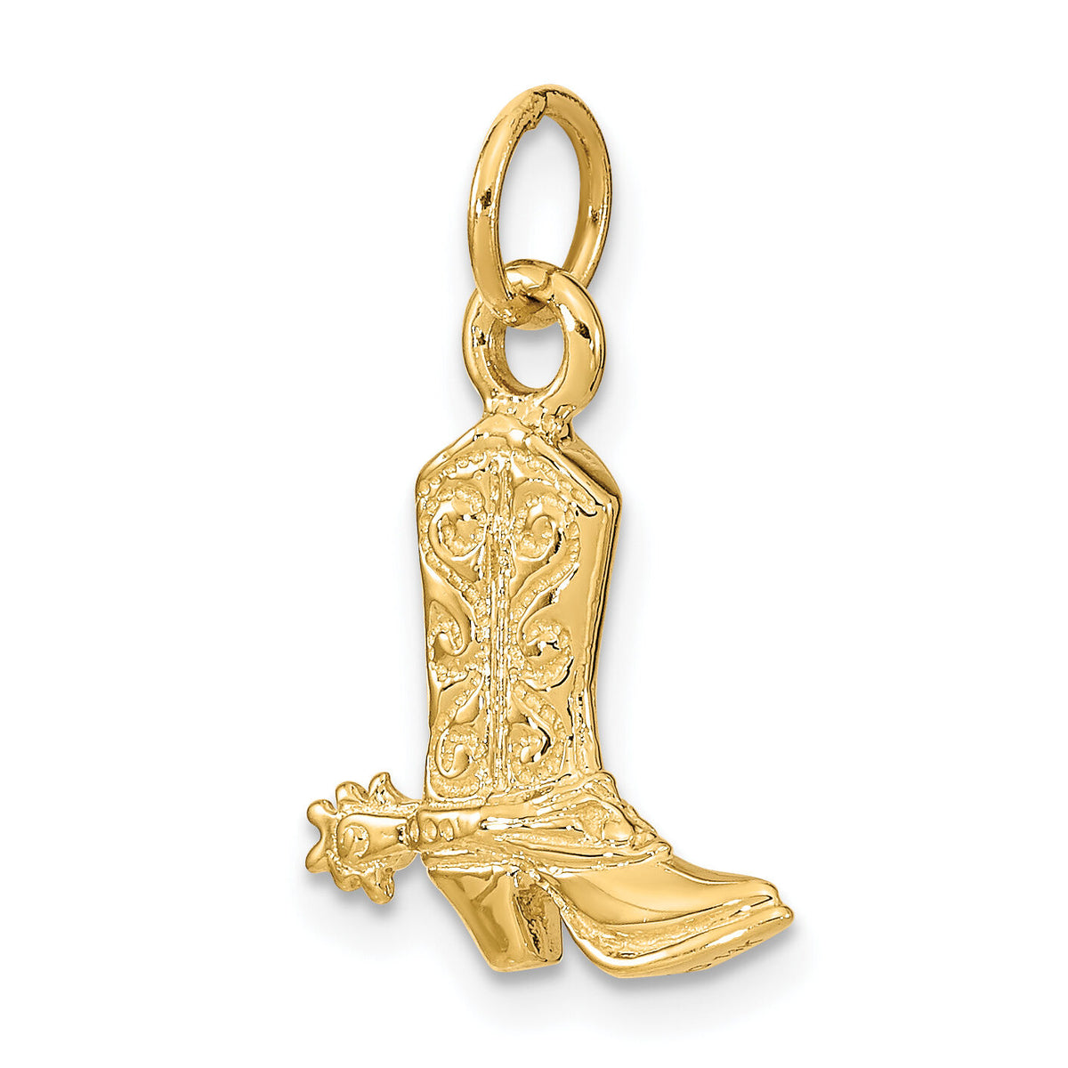 14k 3-D Cowboy Boot Pendant-D2928