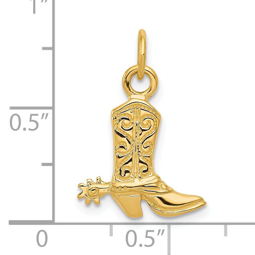 14k 3-D Cowboy Boot Pendant-D2928