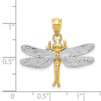 14k Two-tone Dragonfly Pendant-D294