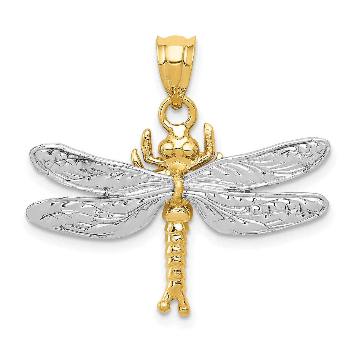 14k Two-tone Dragonfly Pendant-D294