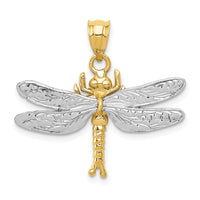 14k Two-tone Dragonfly Pendant-D294