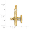 14k 3-D Bi-Plane with Ribbed Wings Charm-D2949