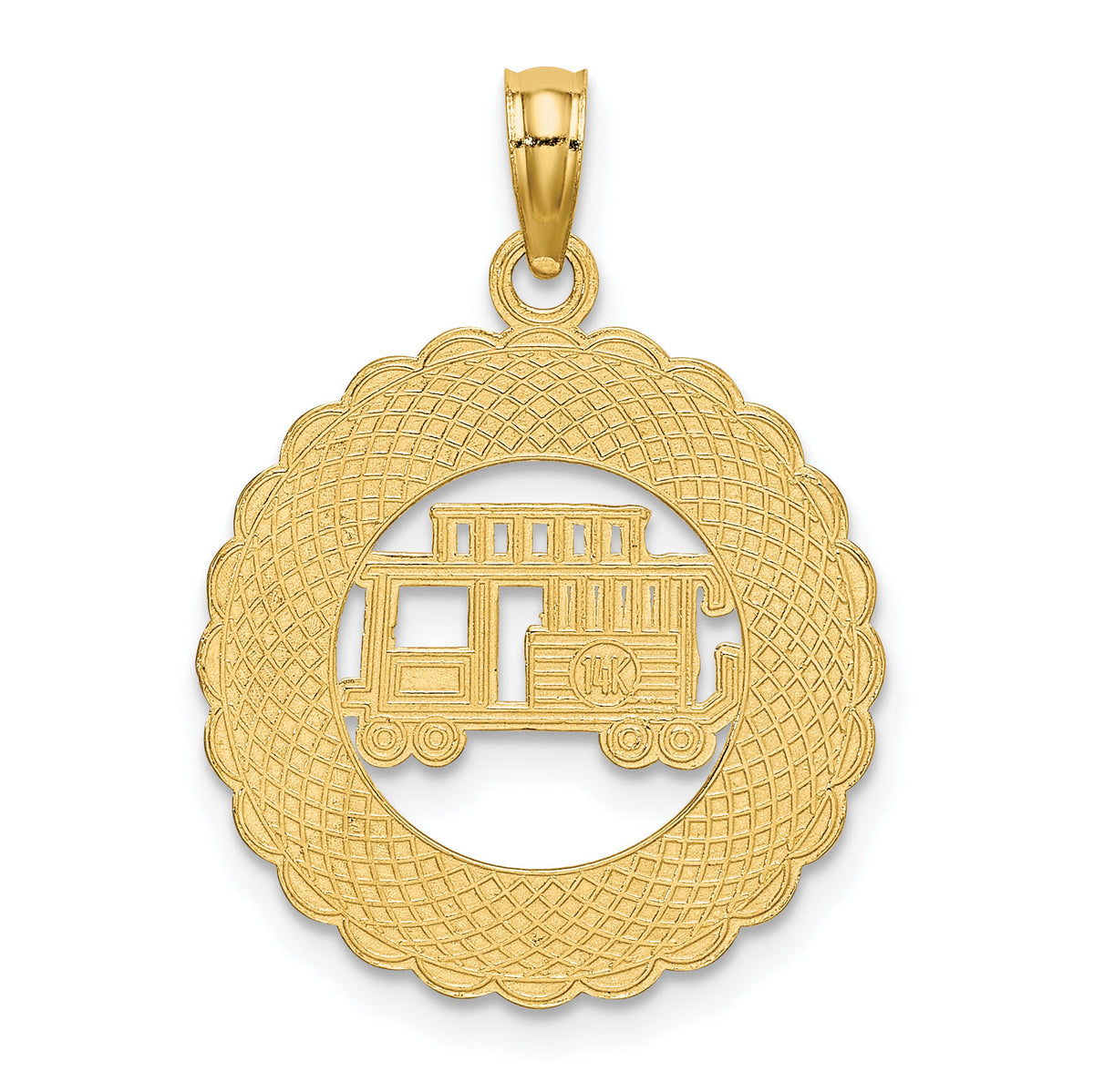 14k GATLINBURG TENNESSEE w/Trolley Car in Circle Charm-D2963