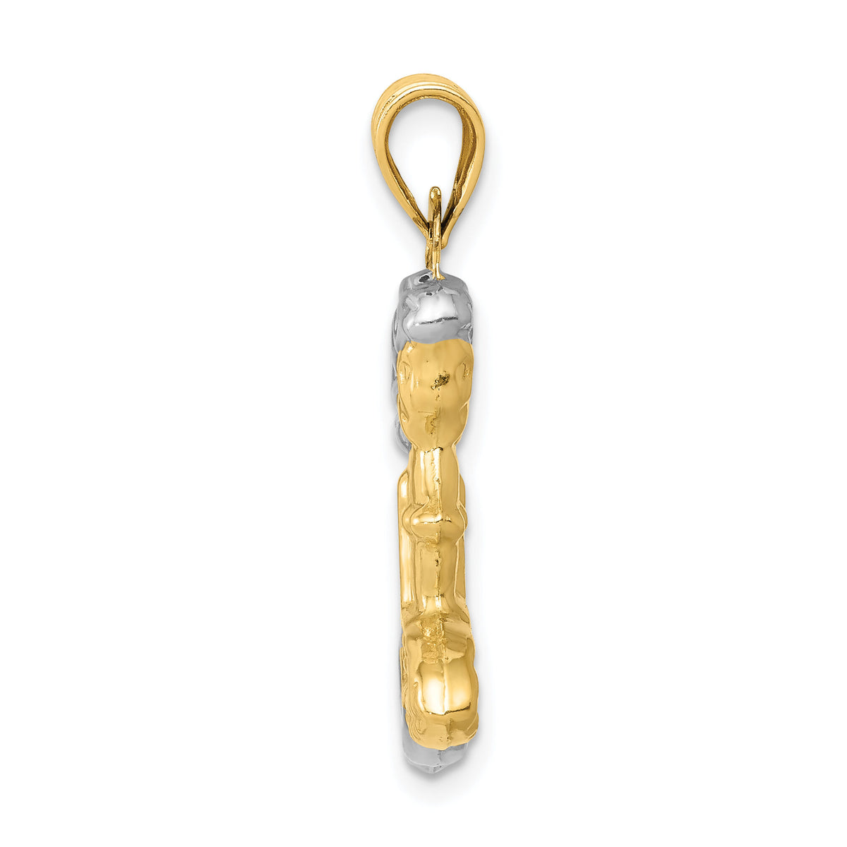 14K with White Rhodium 3-D Mermaid Pendant-D2974