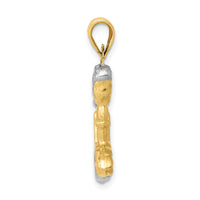 14K with White Rhodium 3-D Mermaid Pendant-D2974