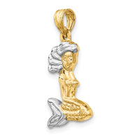 14K with White Rhodium 3-D Mermaid Pendant-D2974