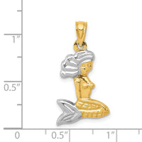 14K with White Rhodium 3-D Mermaid Pendant-D2974