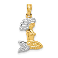 14K with White Rhodium 3-D Mermaid Pendant-D2974