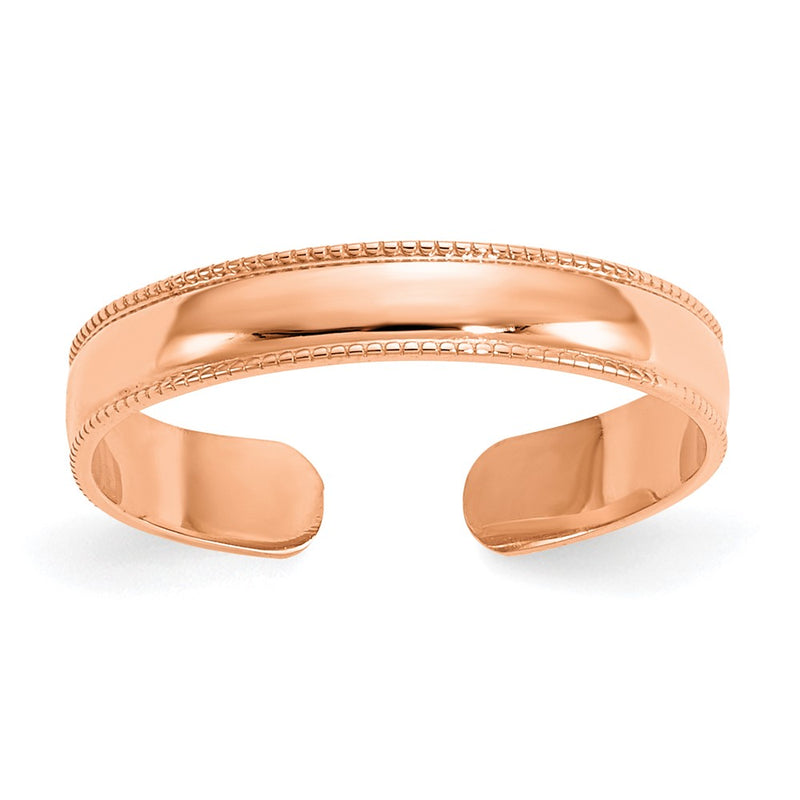 14k Rose Gold Mill Grain Adjustable Toe Ring-D3075R