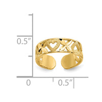 14k Diamond-cut  X & Heart Toe Ring-D3076