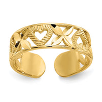 14k Diamond-cut  X & Heart Toe Ring-D3076