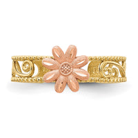 14k Two-tone Flower Toe Ring-D3091