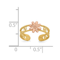 14k Two-tone Flower Toe Ring-D3091