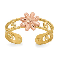 14k Two-tone Flower Toe Ring-D3091