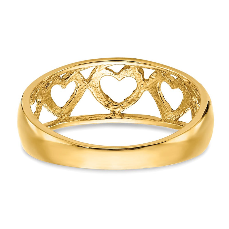 14k Diamond-cut 5 Heart Ring-D3095