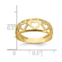 14k Diamond-cut 5 Heart Ring-D3095