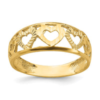 14k Diamond-cut 5 Heart Ring-D3095