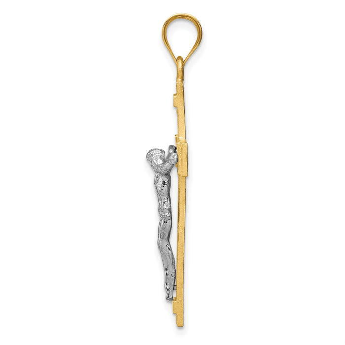 14k Two-tone INRI Crucifix Pendant-D31