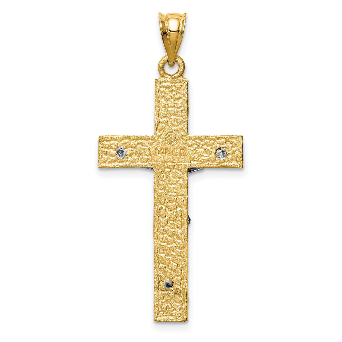 14k Two-tone INRI Crucifix Pendant-D31