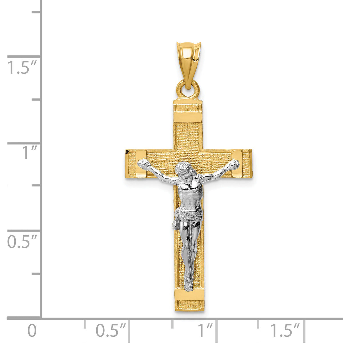 14k Two-tone INRI Crucifix Pendant-D31