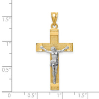 14k Two-tone INRI Crucifix Pendant-D31