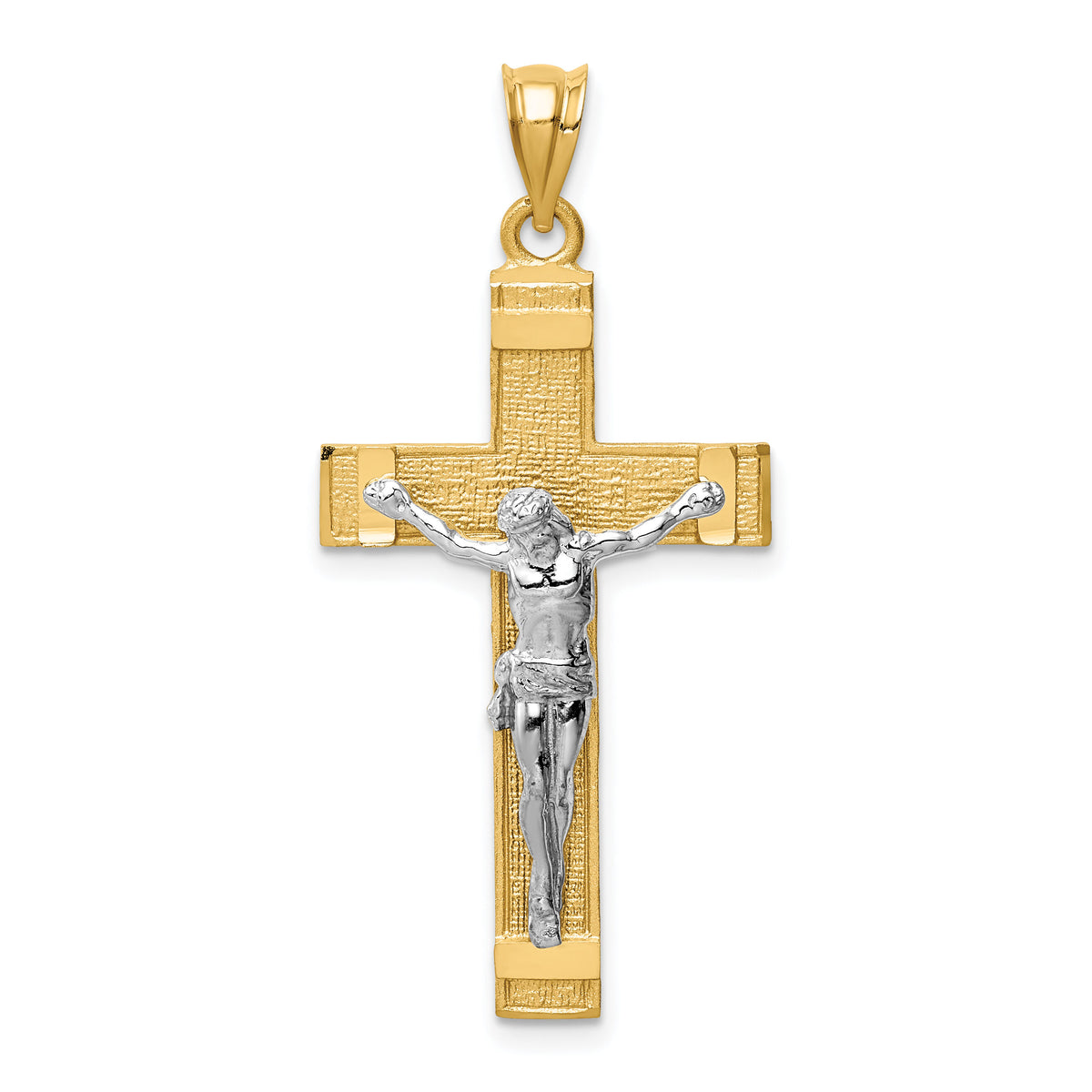 14k Two-tone INRI Crucifix Pendant-D31