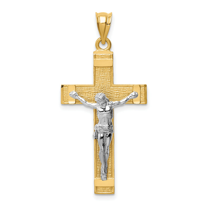 14k Two-tone INRI Crucifix Pendant-D31