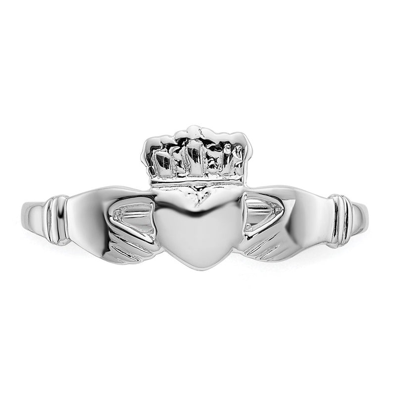 14k White Gold Ladies Claddagh Ring-D3106