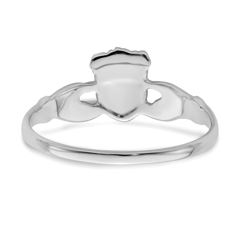 14k White Gold Ladies Claddagh Ring-D3106