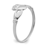 14k White Gold Ladies Claddagh Ring-D3106