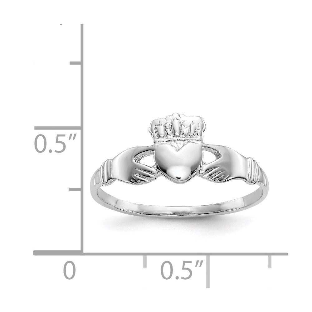 14k White Gold Ladies Claddagh Ring-D3106