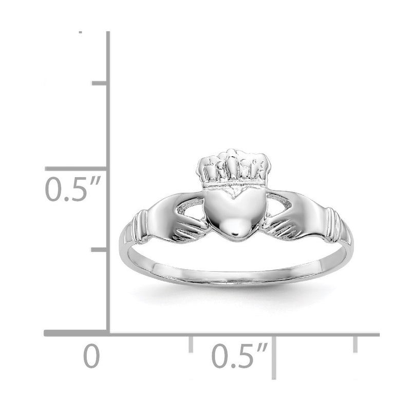 14k White Gold Ladies Claddagh Ring-D3106