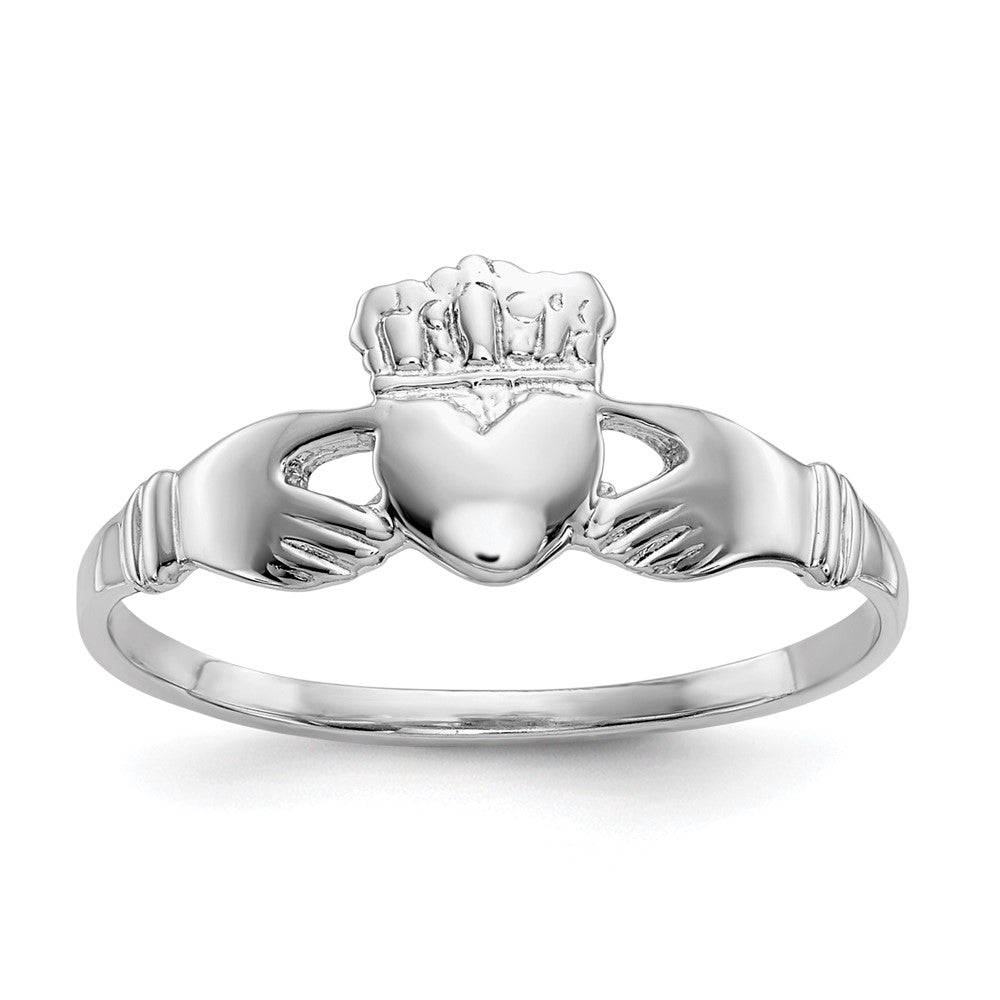 14k White Gold Ladies Claddagh Ring-D3106