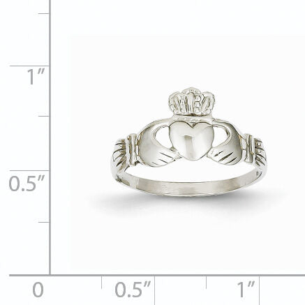 14k White Gold Ladies Claddagh Ring-D3107