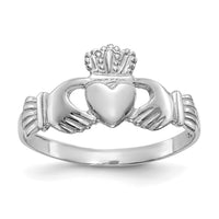 14k White Gold Ladies Claddagh Ring-D3107