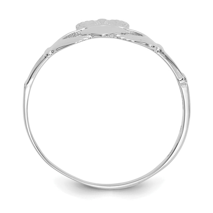 14k White Gold Ladies Claddagh Ring-D3109