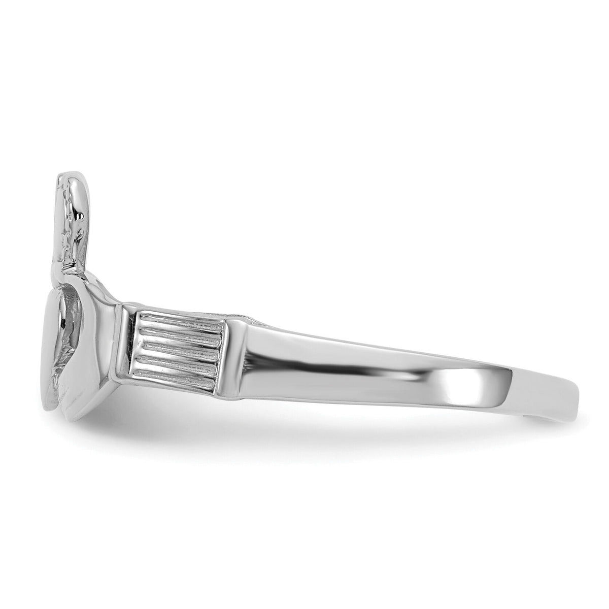 14k White Gold Ladies Claddagh Ring-D3109