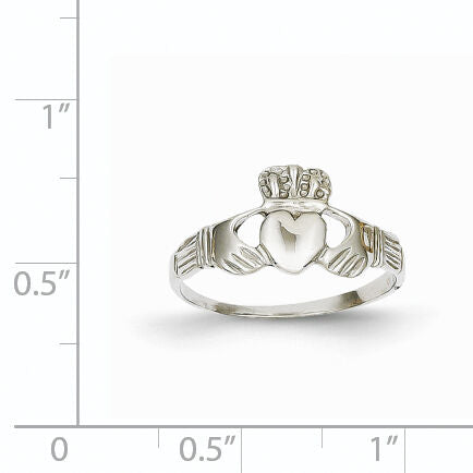 14k White Gold Ladies Claddagh Ring-D3109