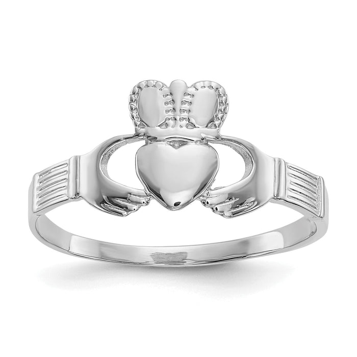 14k White Gold Ladies Claddagh Ring-D3109