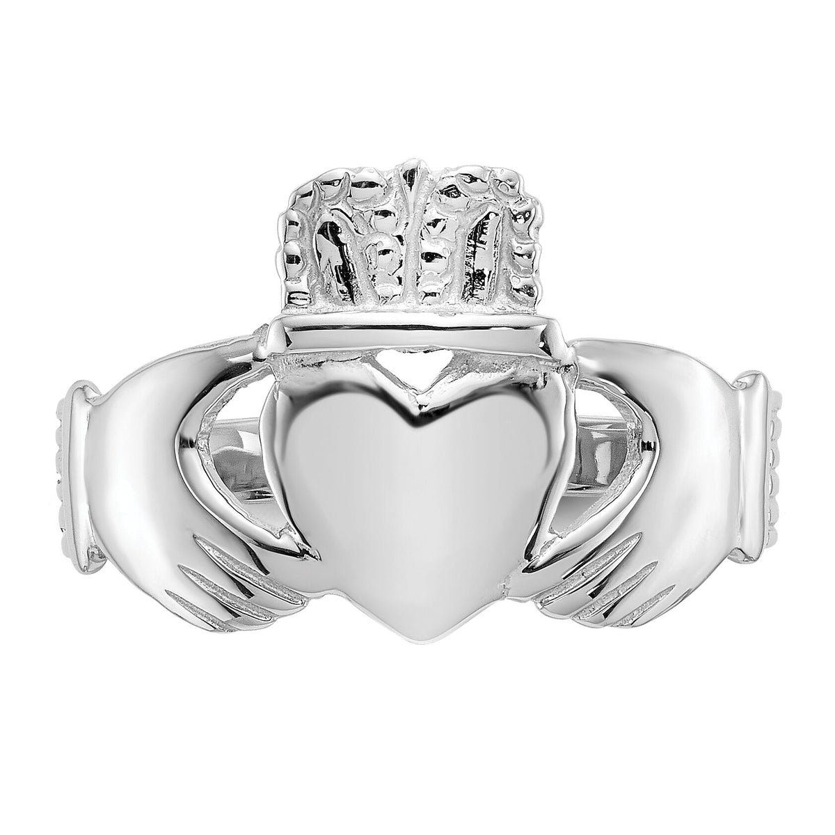 14k White Gold Ladies Claddagh Ring-D3111