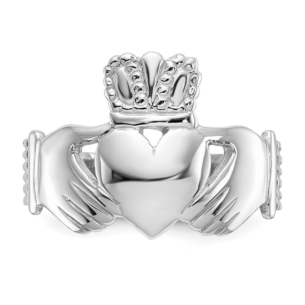 14k White Gold Men's Claddagh Ring-D3112