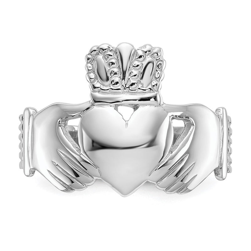 14k White Gold Men's Claddagh Ring-D3112