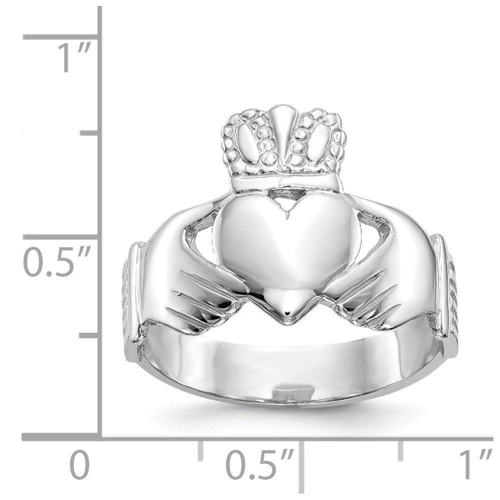 14k White Gold Men's Claddagh Ring-D3112