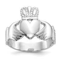 14k White Gold Men's Claddagh Ring-D3112