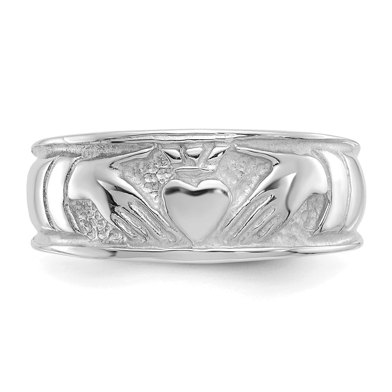 14k White Gold Ladies Claddagh Band-D3114